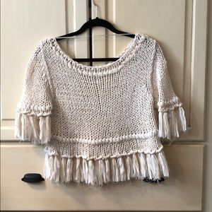 Free People 'On the Fringe' Crop Cotton Sweater